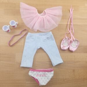 American Girl 18” Doll Ballet Tutu Skirt Pink Ballet Shoes Set- Accessories
